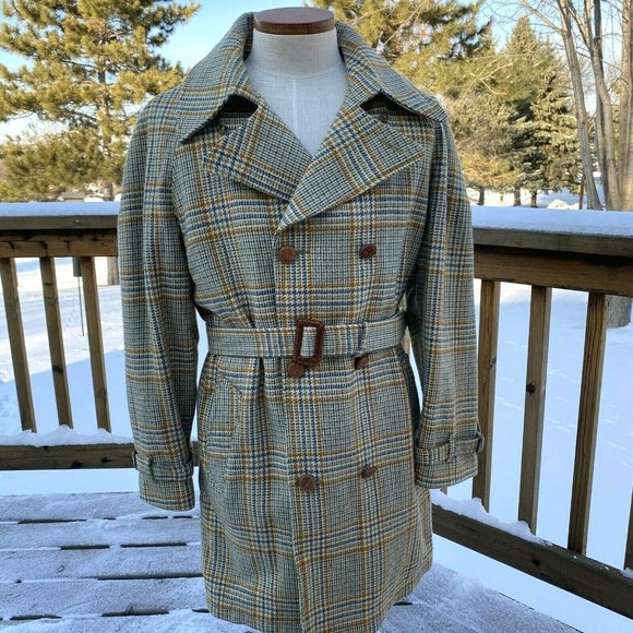 Vtg 70s Sir Jac Crest of Outerwear Plaid Coat - Picture 2 of 12